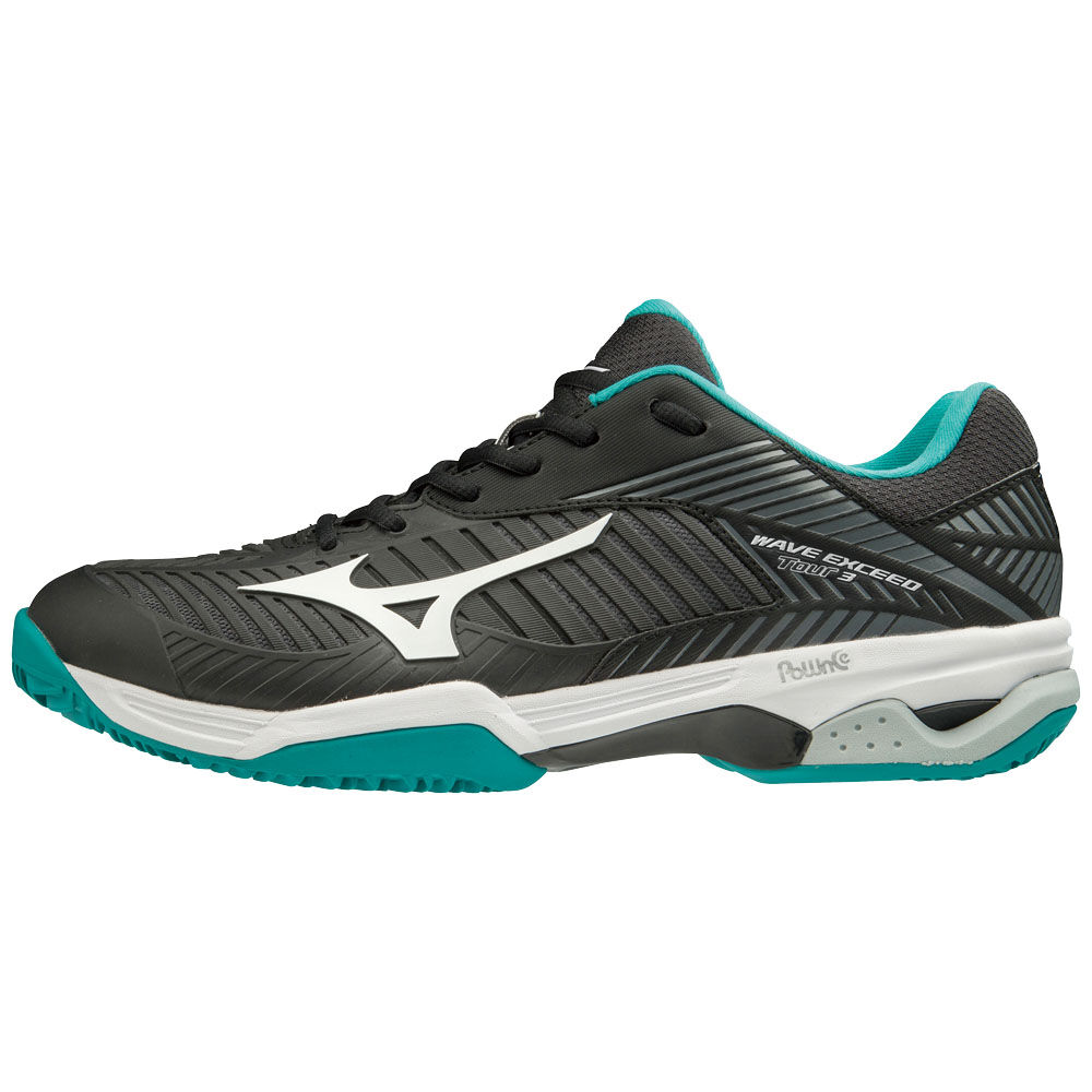 Mens Mizuno WAVE EXCEED TOUR 3CC Tennis Shoes Black/White/Blue Philippines (RJQNSL562)